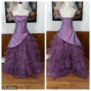 Gorgeous Vintage Y2K Adna Taffeta & Organza Frill Prom Gown!